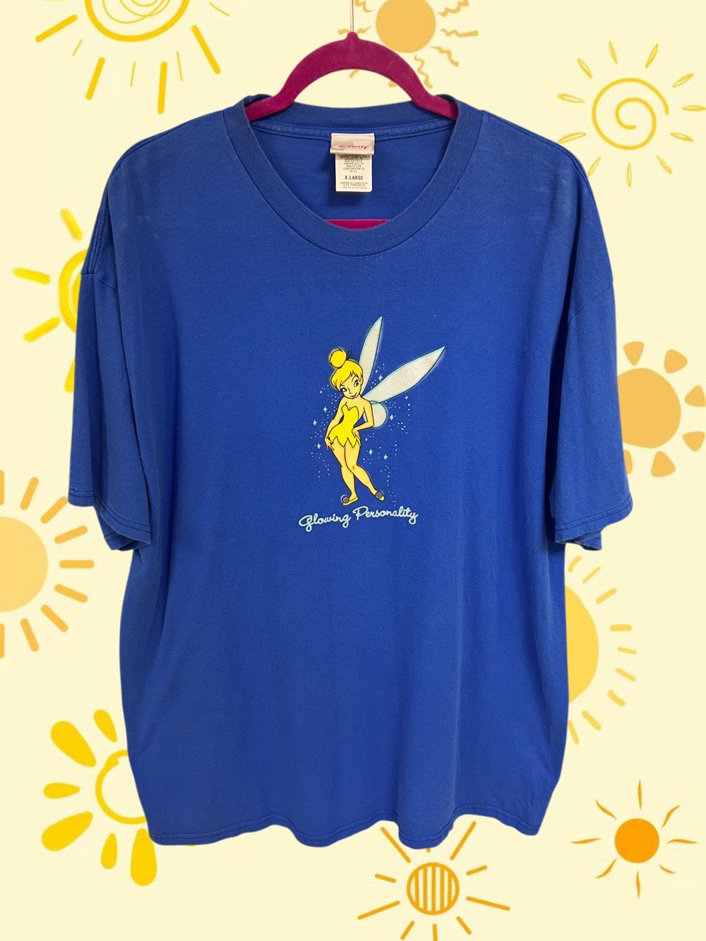 Disney Store Tinker Bell sparkly “Glowing Personality” blue tshirt